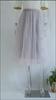 Qooth Women Shiny Fairy Tulle Gauze Skirt Elegant Sweet Elastic Waist Midi Mesh Skirt For All Season QT2201
