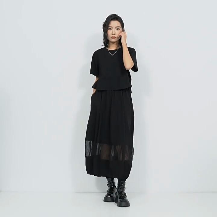 Plus Size Black High Waist Vintage Summer Casual Loose Long for Woman Skirts Womens Skirt