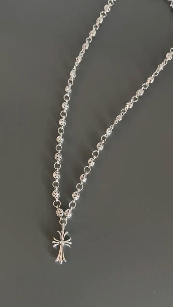 European and American retro cross necklace men's street hip-hop trendy brand cross pendant necklace handmade chain couple accessories