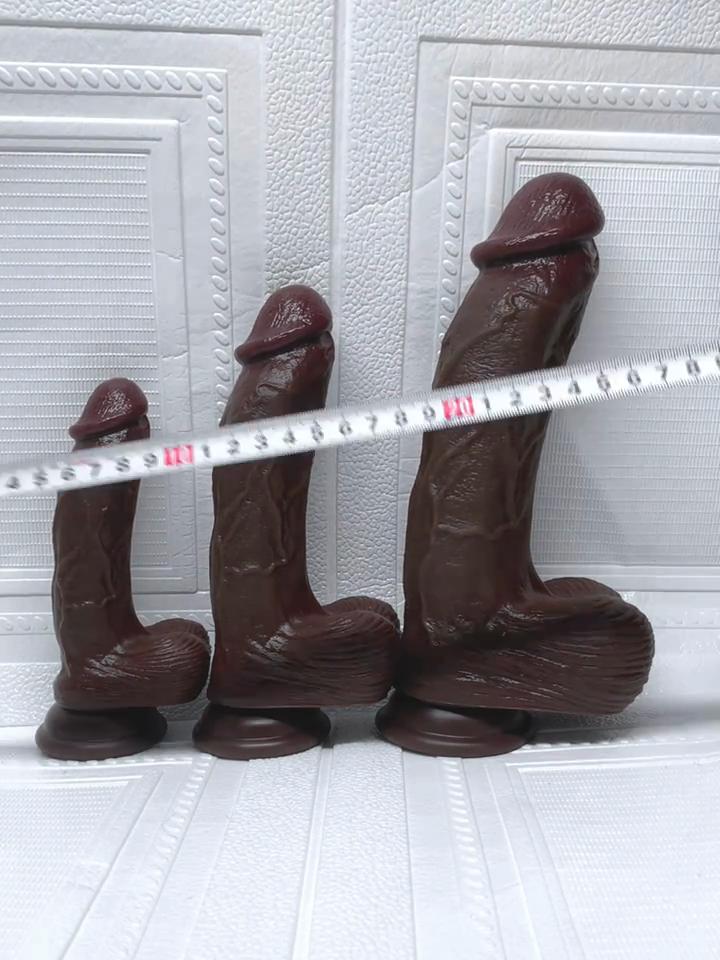 9.65" Realistic Black Dildo with Suction Cup, Multiple Sizes, Liquid Silicone, G-Spot & Anal Stimulation for Couples, Hands-Free Play