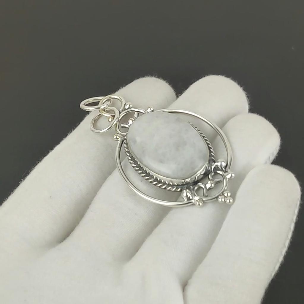 Rainbow Moonstone Pendant, 925 Sterling Silver Pendant, Handmade Pendant, Unique Pendant, Natural Moonstone Gemstone Pendant, Gifts For Mom