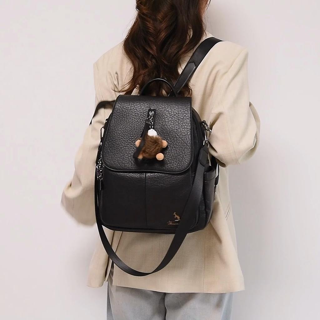 Vintage PU Rucksack Damen Pendler Große Kapazität Reise Rucksack Multifunktionale Umhängetasche