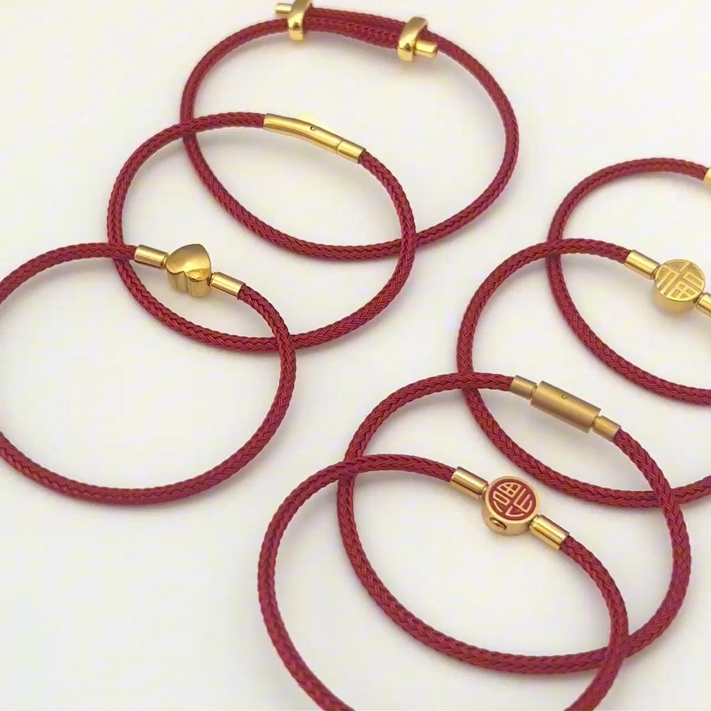 Semi-finished Adjustable Braided Red Rope Stainless Steel Charms Wire For DIY Jewelry Making Beading Bracelet
