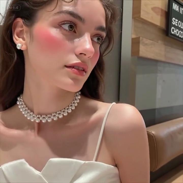 Handwoven multi-layer necklace women's retro elegance celebrity pearl collarbone chain high-end temperament necklace