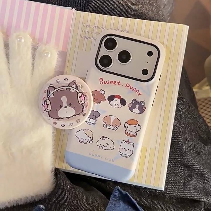 Cute Cartoon Puppy Magnetic Phone Case for iPhone 16, iPhone 17, and iPhone 17 Pro Max