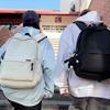 Men's Large Capacity Solid Color Backpack Women Travel Bag Junior High School Student Schoolbag