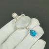 Regenbogenmondstein Anhänger, 925 Sterlingsilber Handgefertigter Schmuck, Blautopas Silberanhänger, Partyschmuck für Damen, Anhänger Weihnachtsschmuck