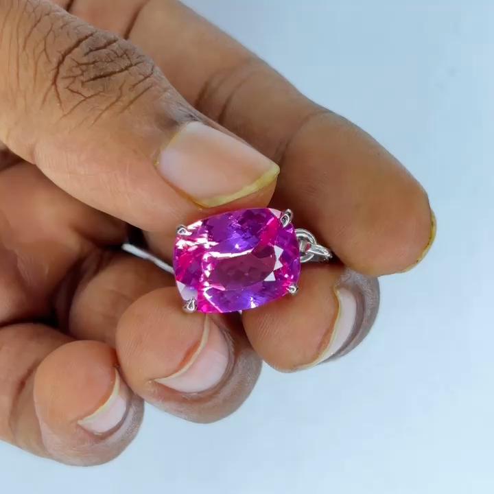 21 Ct Pink Ruby Natural Cushion Gemstone Pendant 925 Sterling Silver