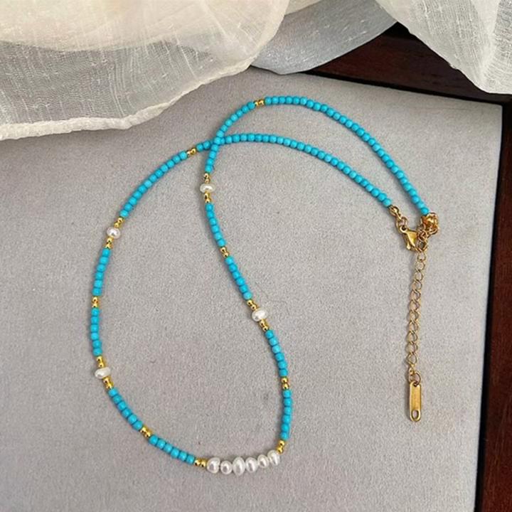 Turquoise and Pearl Layered Necklace, Refined Niche Style
