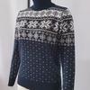 Damen Weihnachtspullover Rollkragen Langarm Jacquard Schneeflockenmuster Stricktops Locker