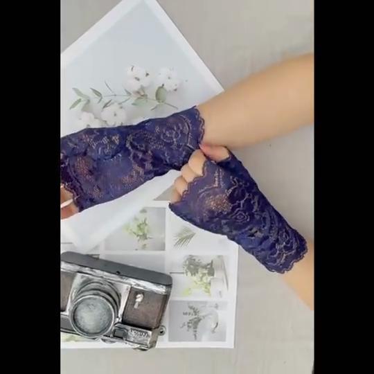 38Styles Hollow Lace Flower Fishnet Fingerless Gloves Elegant Sun Protection Women Mesh Dance Wedding Mitten Hand Decoration