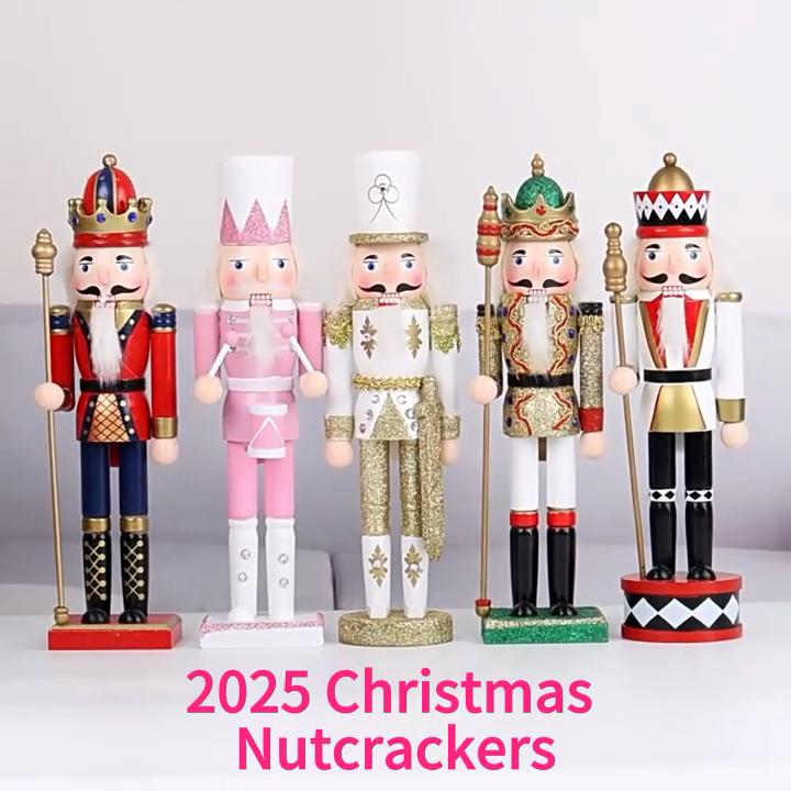 14. 9-inch Christmas Nutcracker Ornament, Wooden Nutcracker Figures King Soldier Nut Cracker Christmas Party Supplies Home Party Table Centerpiece