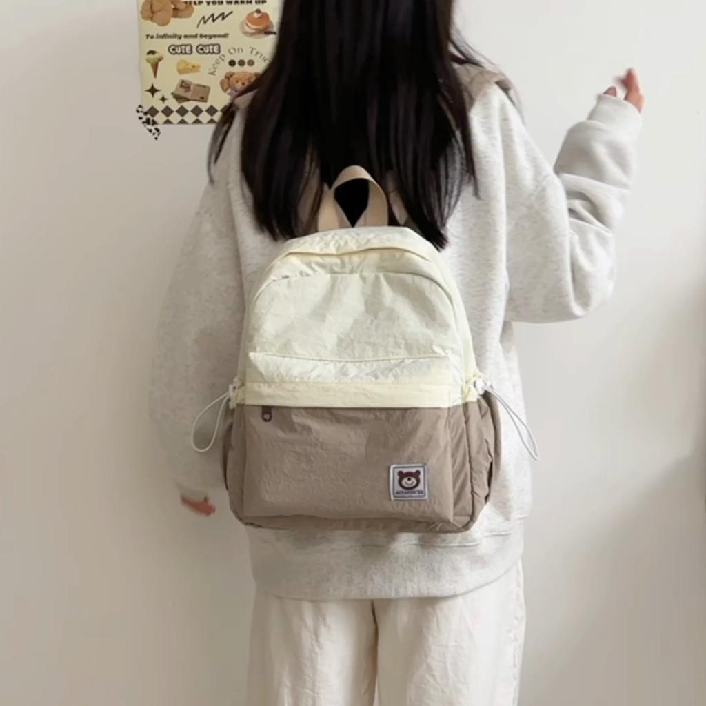 Women Contrast Color Backpack Junior High School Student Travel Small Schoolbag