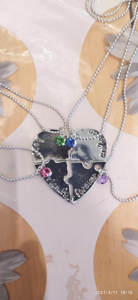 JSDDE Lot de 5 collares con colgante en forma de corazón de cristal grabado « Best Friends Forever and Ever », Cristal