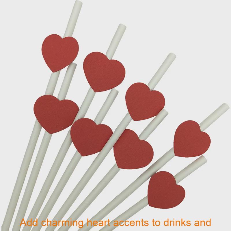 Ecofriendly Heart Card Disposable Paper Straws For Cake And Party Decor