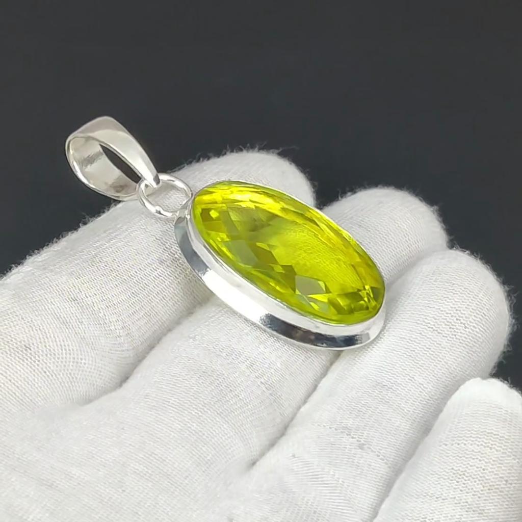 Peridot Ädelsten Handgjord 925 Sterlingsilver Smycke Hänge Statement Bohemiskt Hänge Peridot Ädelsten Hänge För Gåvor