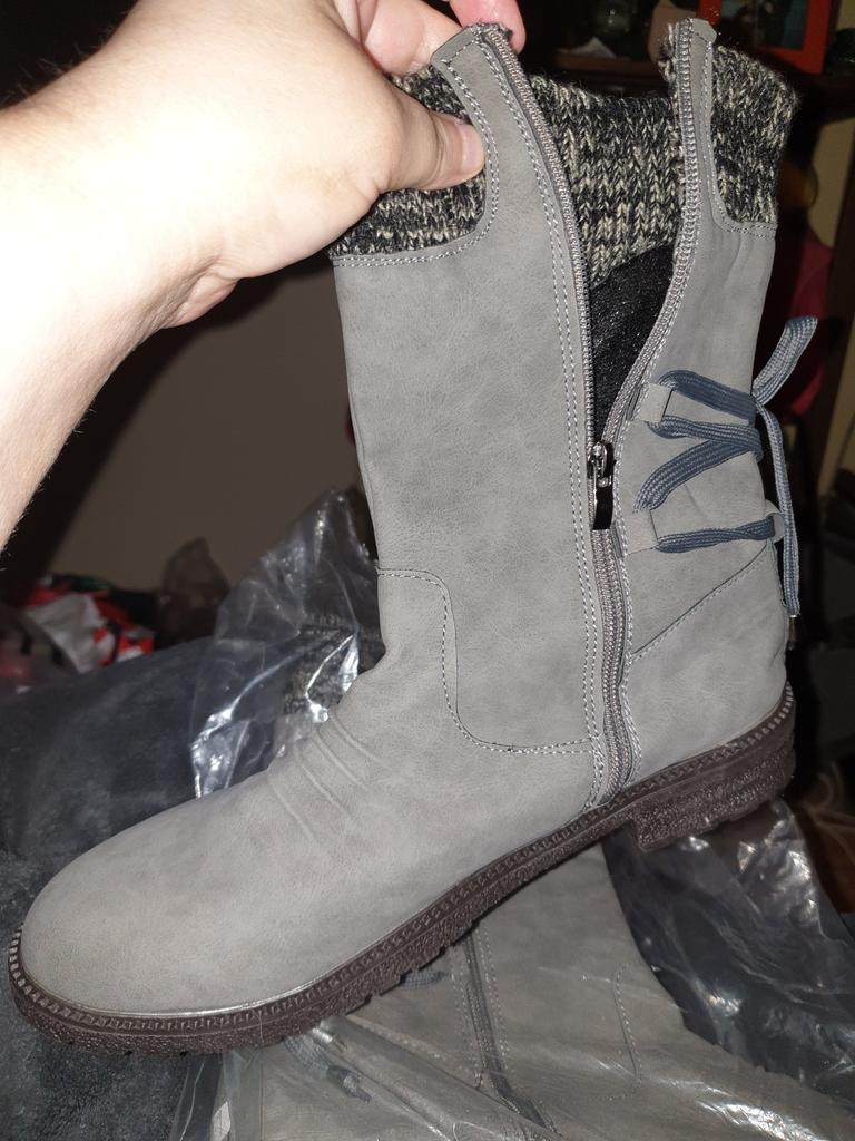 Botas de becerro caliente invierno de las mujeres botas de cuero y suéter  bandage botas vaqueras comprar a buen precio — entrega gratuita, reseñas  reales con fotos — Joom