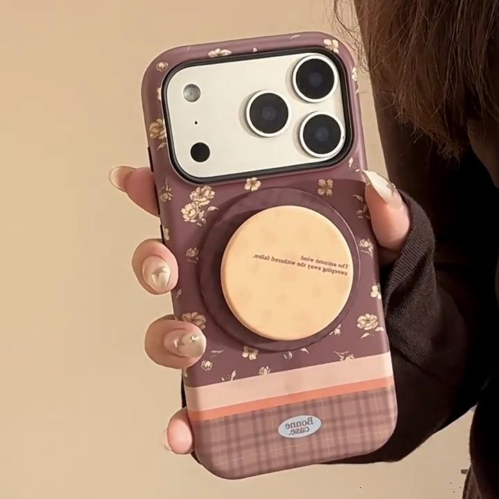Retro Blommigt Ställ Telefonfodral för iPhone 17 och iPhone 17 Pro Max
