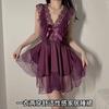 Große Größen Damen Süßes Spitzen-Schlafkleid Pünktchen Netz-Rückenfreies Cami-Nachthemd