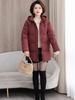 Plus Size XL-5XL Middle Age Woman Winter Long Coats Hooded Elegant Loose Thick Warm Embroidery Parkas Female Jacket