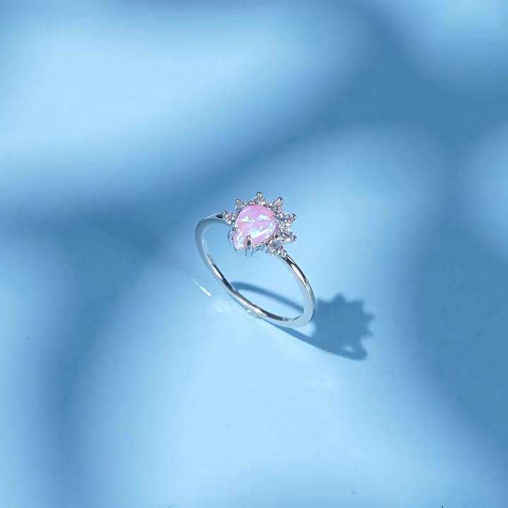 Tancise Classic 925 Sterling Silver Zircon Opal Ring Ladies Jewelry Wedding Promise Party Gift