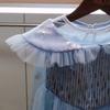 Long Cloak Dress Blue Sequin Dress For Girls Star Christmas Cosplay Princess Party Girls Dress Party Cosplay Costume Dresses