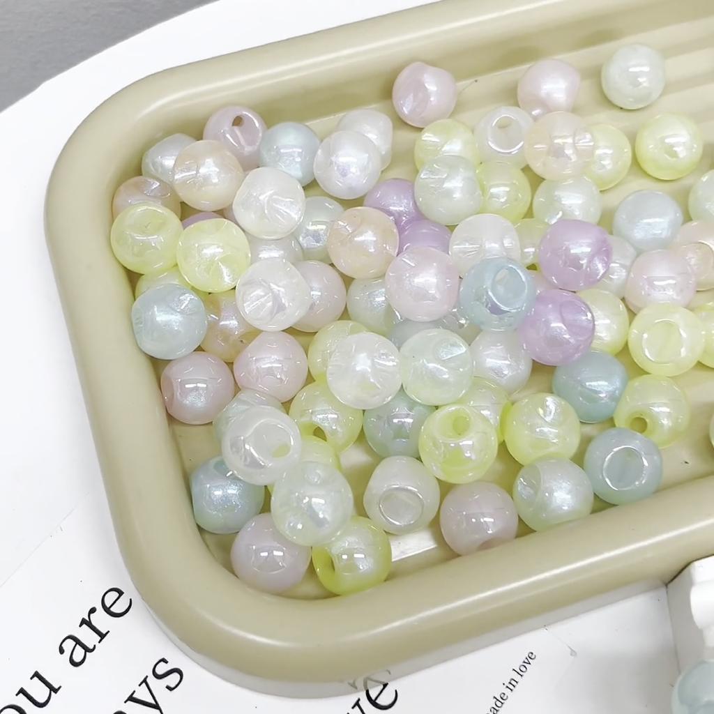 5Pcs Acrylic Colorful Side Hole Ball Beads For DIY Necklace Bracelet Earrings Jewelry Making Craft Accessories