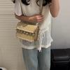 Woven Mini Crossbody Bag For Women Small Trendy Handbag With Inside Pocket For Casual Wear