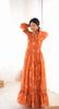 Pomarańczowa Safari Muza Pomarańczowa Suknia w Kwiaty