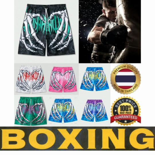 Hand Skeleton Muay Thai Kickboxing Boxing Training Print Shorts Martial Art Boxer Unisex Men Women Kid Pants Fighting Fitness Gym Sport Workout