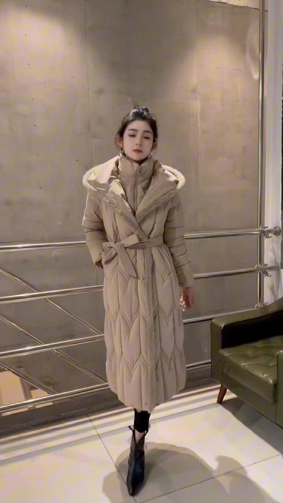 Plussstørrelse L-7XL Mote Vinterjakker Dame Lang Parkas Hette Løs Tykk Varm Overfrakk Casual Damekåper Med Belte