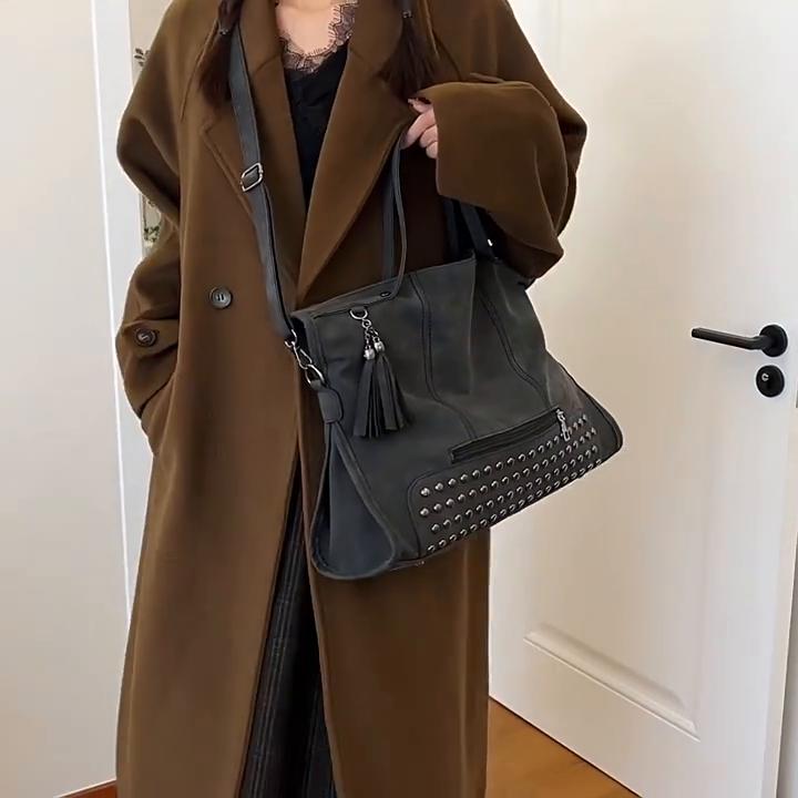 Simple Casual Messenger Bag 2024 Autumn New Bag Women's Retro Trend Tote Bag Foreign Fashion Shoulder Bag