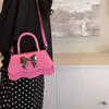 Yogodlns Trendy Bow Solid Color Shoulder Bag Handbag Casual Top Handle Small Daily Commuting Bags PU Leather Lady Women's Crossbody Bags