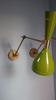 Brass Diabolo Wall Sconce Pair: Olive Green Mid Century Italian Lighting