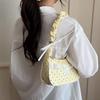 Yogodlns Lace Polka Dot Shoulder Bag Stretchable Strap Large Capacity Pleated Underarm Bag Multi-Color French Stick Handbag Purse