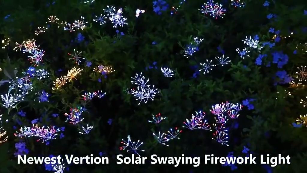 Solar Garden Lights Twinkling Firework Lights with 2 Modes 60LED Waterproof Solar-Powered Lamp for Outside Yard Pathway Decor