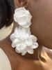 2PCS European Fashion Polychrome Simulated 3D Flower Dangle Earrings Jewelry for Women Girls Fresh Big Flower Party Holiday Jewelry