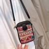 Ethnic Pattern Mini Crossbody Phone Bag for Women Double Zipper Leather Small Shoulder Pouch with Card Slots Strap for Travel & Daily Use