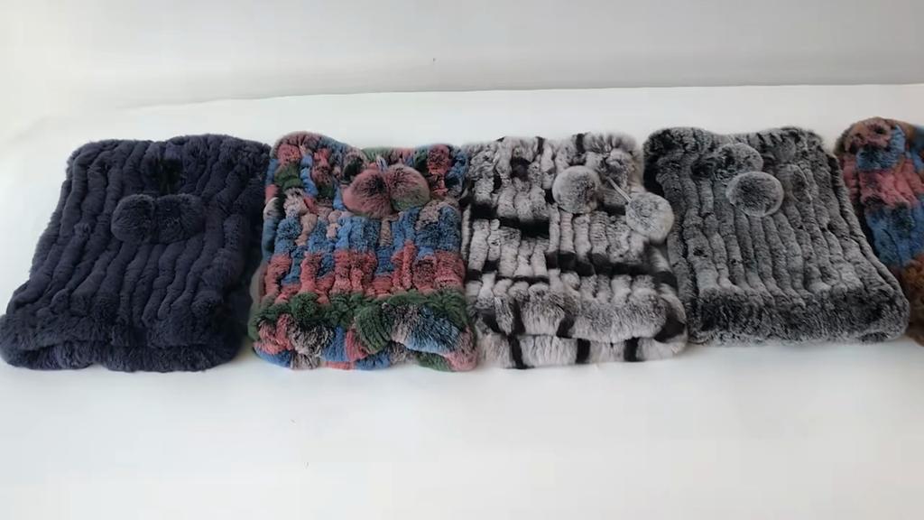 New lady real rex rabbit fur hat Natural warm rex rabbit fur hat scarf Women hand knitted soft real rabbit fur caps scarves