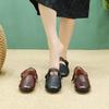 Johnature Genuine Leather Solid Color Belt Buckle Women's Shoes Retro Versatile Tassel Round Toe Soft Sole Flats