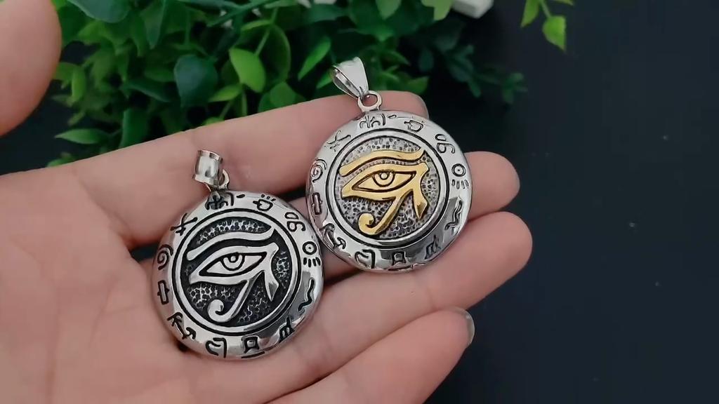 Naszyjnik Wisiorek Amulet Talizman Oko Horusa Starożytny Egipt Egipski Leczenie Ochrona Biżuteria ze Stali Nierdzewnej Prezent Hip Hop Rock Goth Gotycki