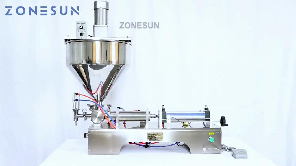 ZONESUN ZS-GTJ Pneumatic Paste Filling Machine for Peanut Butter with Mixer & Hopper