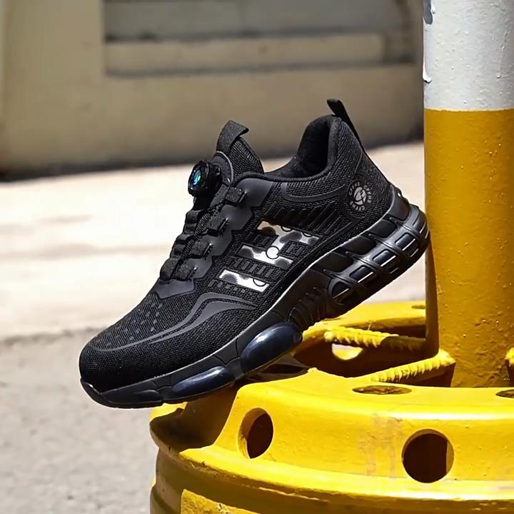 Neue Arbeitssneaker mit drehbarem Knopf Sicherheitsschuhe Herren Stahlkappenschuhe Arbeitsschutzstiefel Herren Unzerstörbare Schuhe Durchstichfest