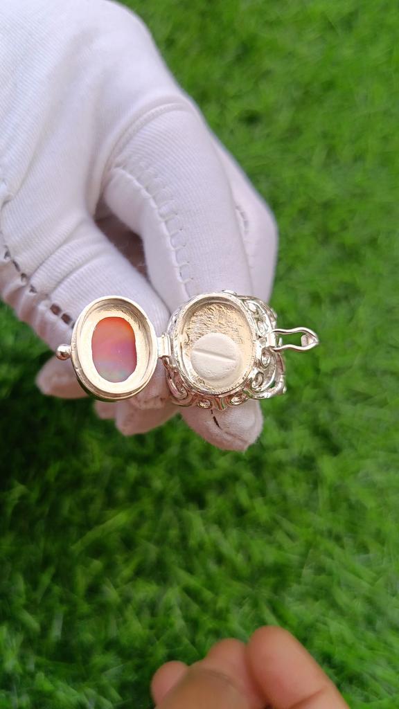 Poison Ring, Silver Aurora Opal Poison Ring ,Handmade Poison Ring. Secret Message Compartment Ring, Medicine Pill Box Ring Mother Day Gift,