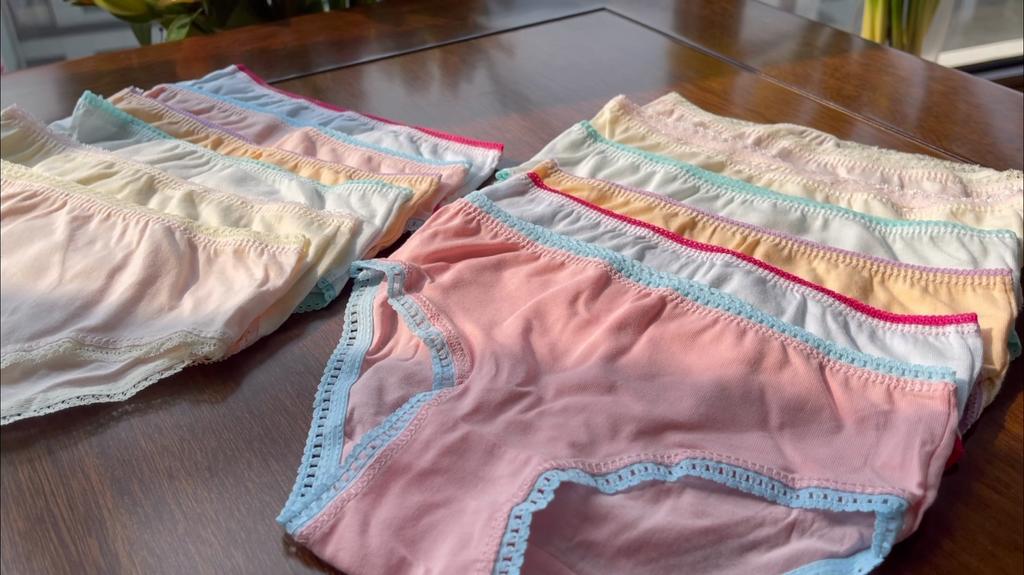 12PCS Girls Solid Briefs Panties Kids Underwear Girls Cotton Panties 1-12years