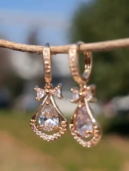 Modische Ohrringe mit Fliege und Zirkonia für Frauen, Ohrring, Schmuck, Party-Accessoires