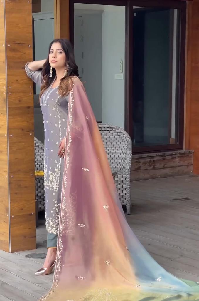 Launching New  designer Party Wear Look Heavy Top Bottom & Dupatta Set