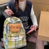 Women Plaid Backpack Campus Student Schoolbag Travel Backpack