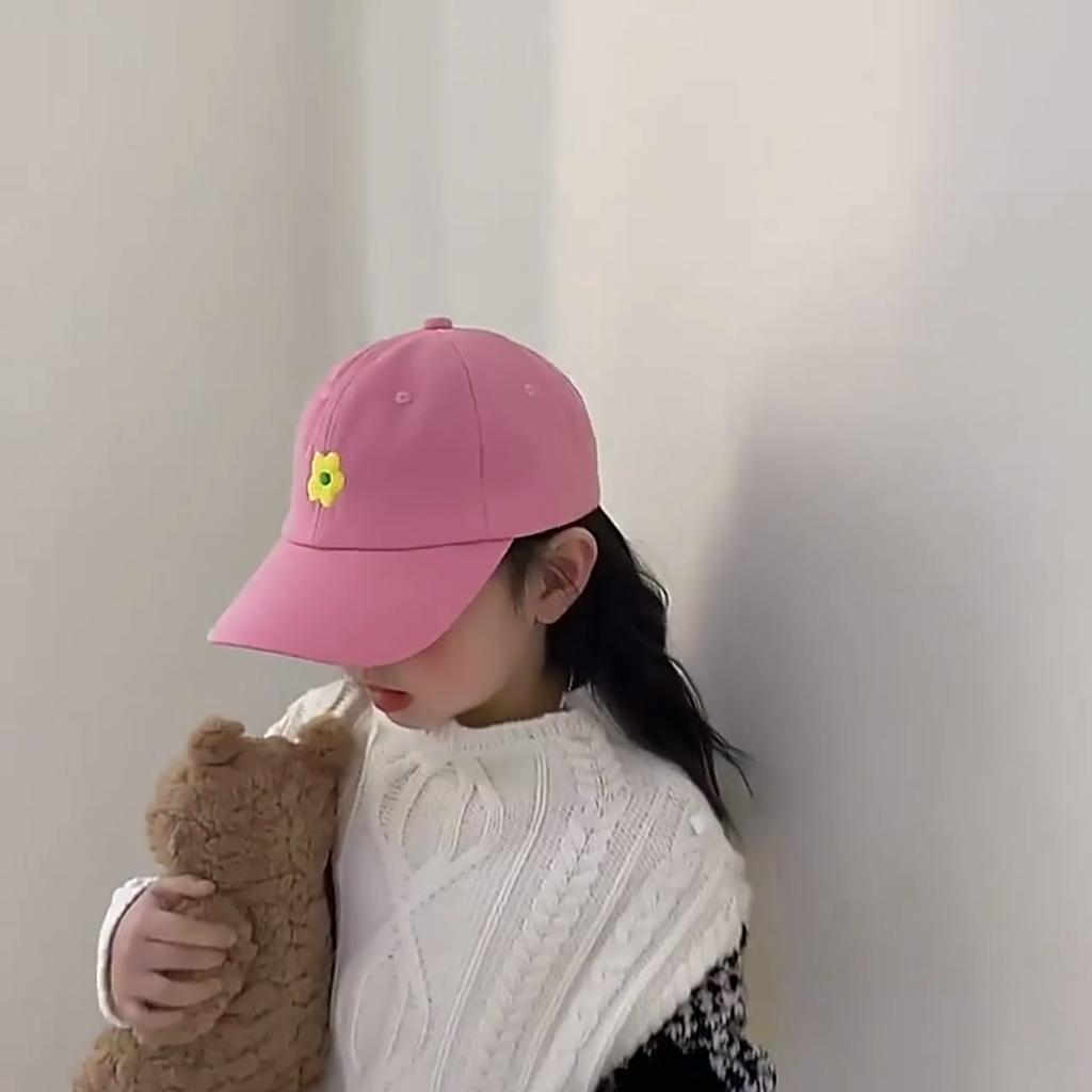 Lovely Flower Children Baseball Cap Solid Color Kids Duck Tongue Hat 3-5 Years Boy Girl Baby Outdoor Sun Visor Cotton Peaked Hat
