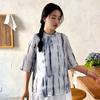 Johnature T-shirt a righe da donna Manica corta estiva Stile cinese Abbigliamento da donna Bottoni T-shirt vintage